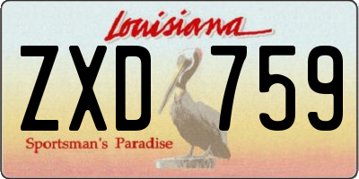 LA license plate ZXD759