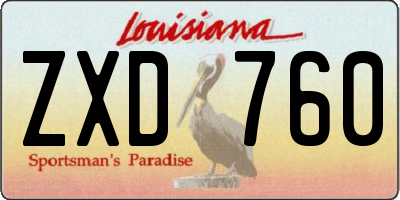 LA license plate ZXD760