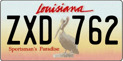 LA license plate ZXD762