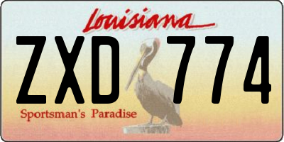 LA license plate ZXD774