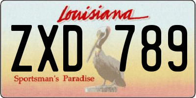 LA license plate ZXD789