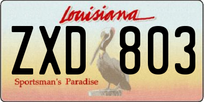 LA license plate ZXD803