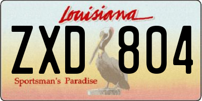 LA license plate ZXD804