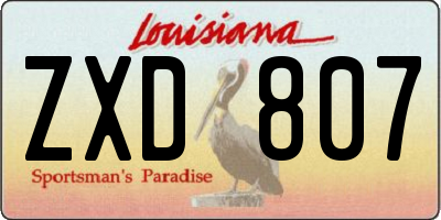 LA license plate ZXD807