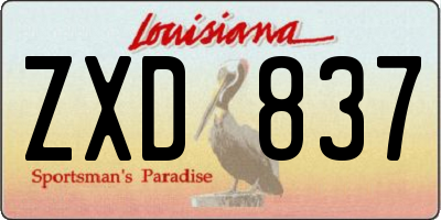 LA license plate ZXD837