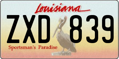 LA license plate ZXD839