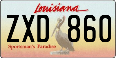 LA license plate ZXD860