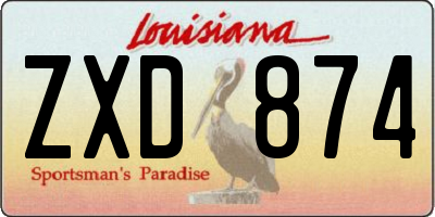 LA license plate ZXD874