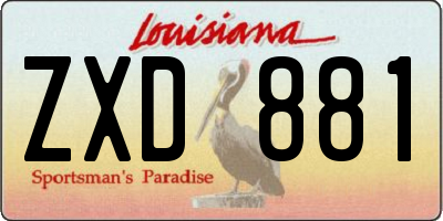 LA license plate ZXD881