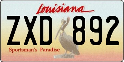 LA license plate ZXD892