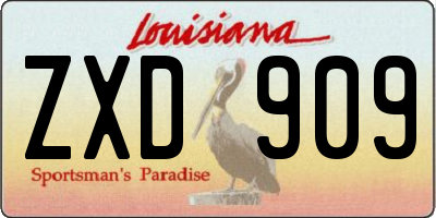 LA license plate ZXD909