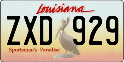 LA license plate ZXD929