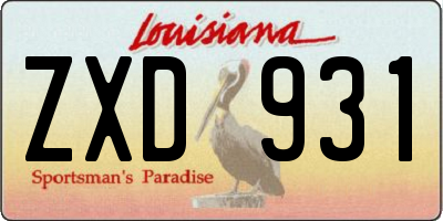 LA license plate ZXD931