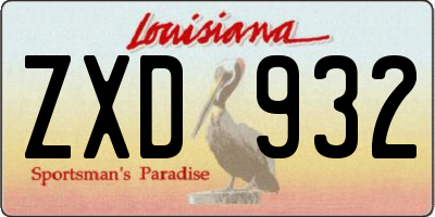 LA license plate ZXD932