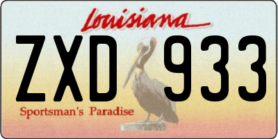 LA license plate ZXD933