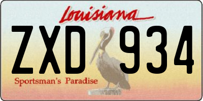 LA license plate ZXD934