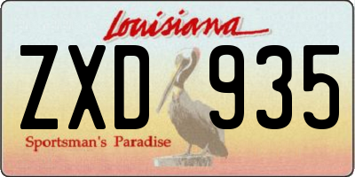 LA license plate ZXD935