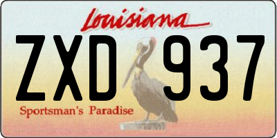 LA license plate ZXD937