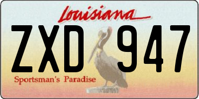 LA license plate ZXD947