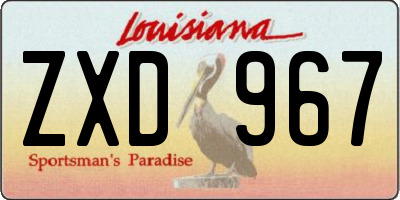 LA license plate ZXD967