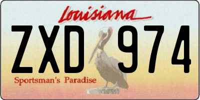 LA license plate ZXD974