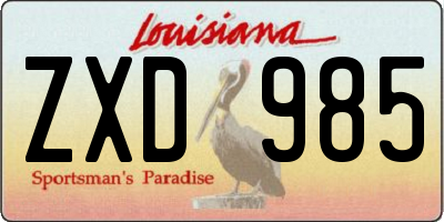 LA license plate ZXD985