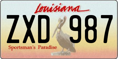 LA license plate ZXD987