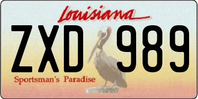 LA license plate ZXD989