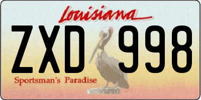 LA license plate ZXD998