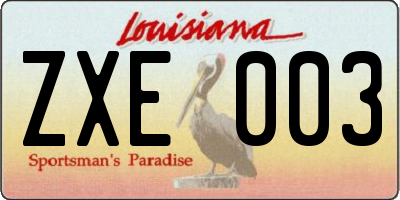 LA license plate ZXE003