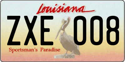 LA license plate ZXE008