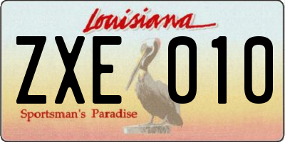 LA license plate ZXE010