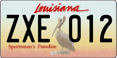 LA license plate ZXE012