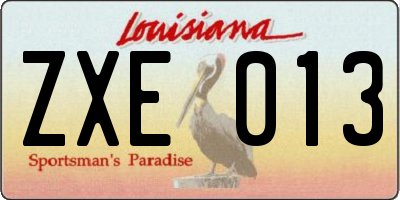 LA license plate ZXE013