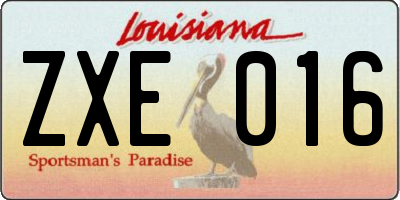 LA license plate ZXE016