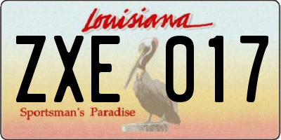 LA license plate ZXE017