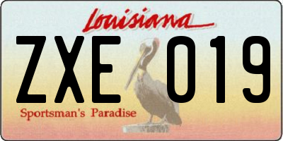 LA license plate ZXE019