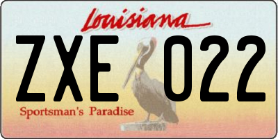 LA license plate ZXE022