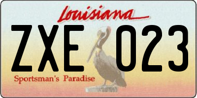 LA license plate ZXE023