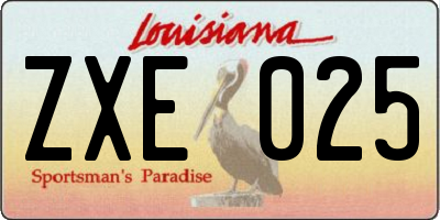 LA license plate ZXE025