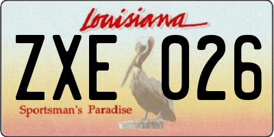 LA license plate ZXE026