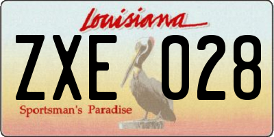 LA license plate ZXE028