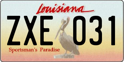 LA license plate ZXE031