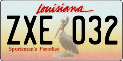 LA license plate ZXE032