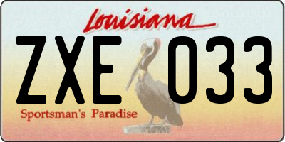 LA license plate ZXE033