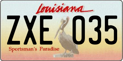 LA license plate ZXE035