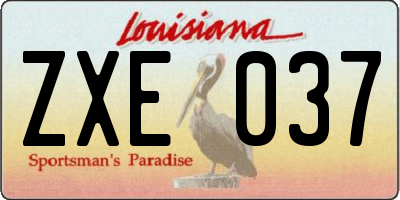 LA license plate ZXE037