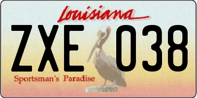 LA license plate ZXE038