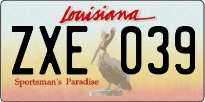 LA license plate ZXE039