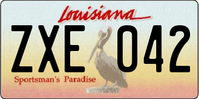 LA license plate ZXE042